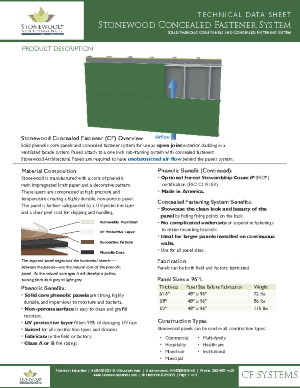 Concealed Fastener Product Data Sheet