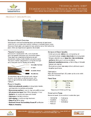 Stonewood ProductDataSheet 042120 Page 1