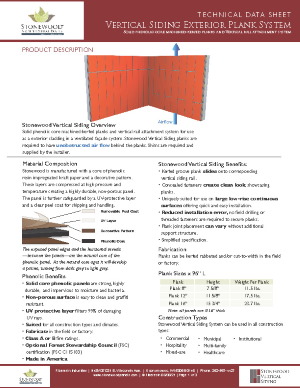 Vertical Siding Product Data Sheet